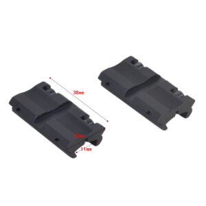 2 Pack 11mm to 20mm Dovetail to Picatinny Weaver Rail Adapter, Mini Aluminum Alloy Scope Mount Adaptor, Black Low Profile Converter Clip