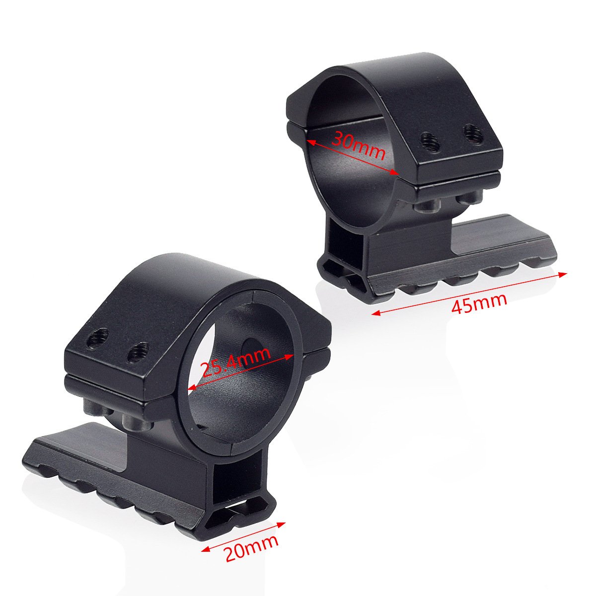 25.4mm 30mm Scope Mount Ring, Tube Clamp Bracket with Rail for Flashlight Laser Sight-5 25.4mm 30mm Scope Mount Ring, Tube Clamp Bracket with Rail for Flashlight Laser Sight