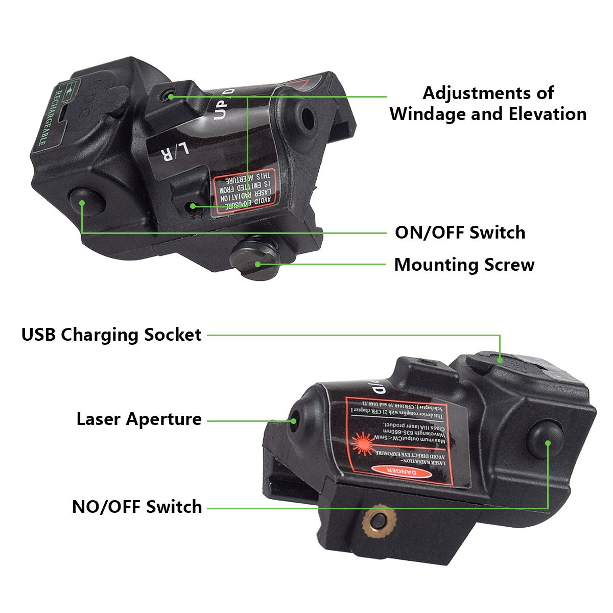 Rechargeable Tactical Laser Sight With Charger Portable Underbarrel Green Blue Laser L3-G LG02-5 Rechargeable Tactical Laser Sight With Charger Portable Underbarrel Green Blue Laser L3-G LG02