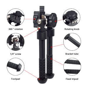 V8 Outdoor Camera Bipod, 360° Rotatable, Retractable & Foldable Legs, Universal Support Stand for Action Cameras & Outdoor Use