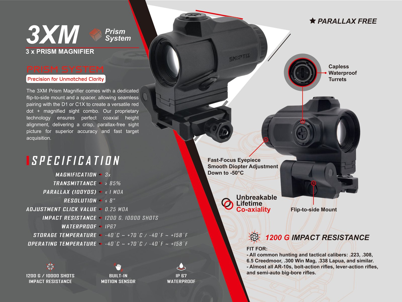 SKOPTIX 3XM Prism Magnifier specifications
