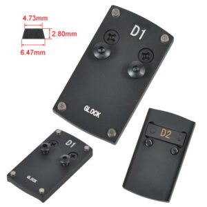 Plaque en aluminium à queue d'aronde pour viseur point rouge pour Glock, plaque D1 avec pince D2 et dimensions de queue d'aronde