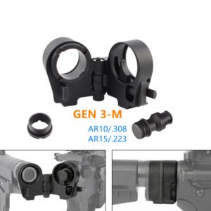 Gen 3-M folding stock adapter for AR10 .308 and AR15 .223 shown installed and folded