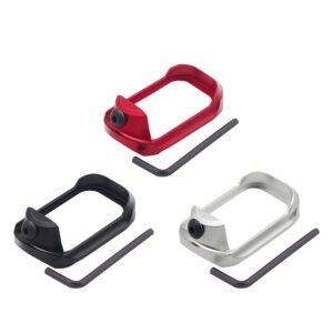 Glock 19 Gen 4 magwell in red, black and silver aluminum