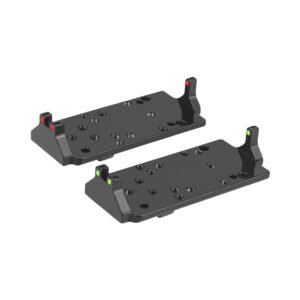 Two plates shown, one with red fiber sights and one with green