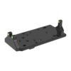 Glock red dot mount with fiber optic backup sights, black stainless steel plate