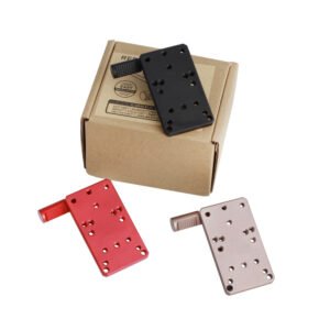 Universal optic mount plates in black, red and tan with retail box