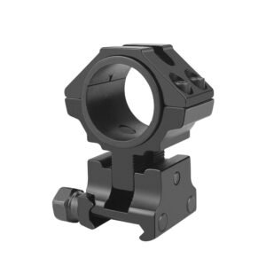 Front view of the high profile scope ring and thumb nut rail clamp