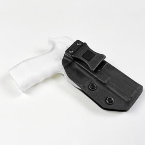 Belt clip and retention screws, rear view
