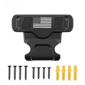 Pistol trigger guard wall mount in black with mounting screws and wall anchors