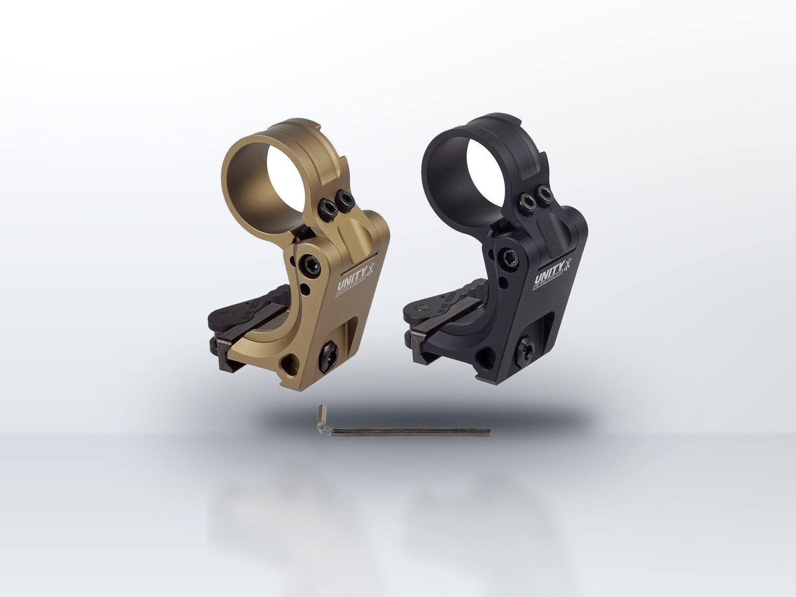 Quick detach 30mm optic ring mounts in FDE and black